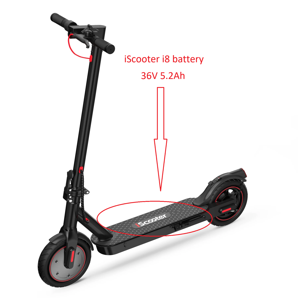 High-Performance 36V 5.2Ah Replacement Battery for iScooter i8 Electric Scooter