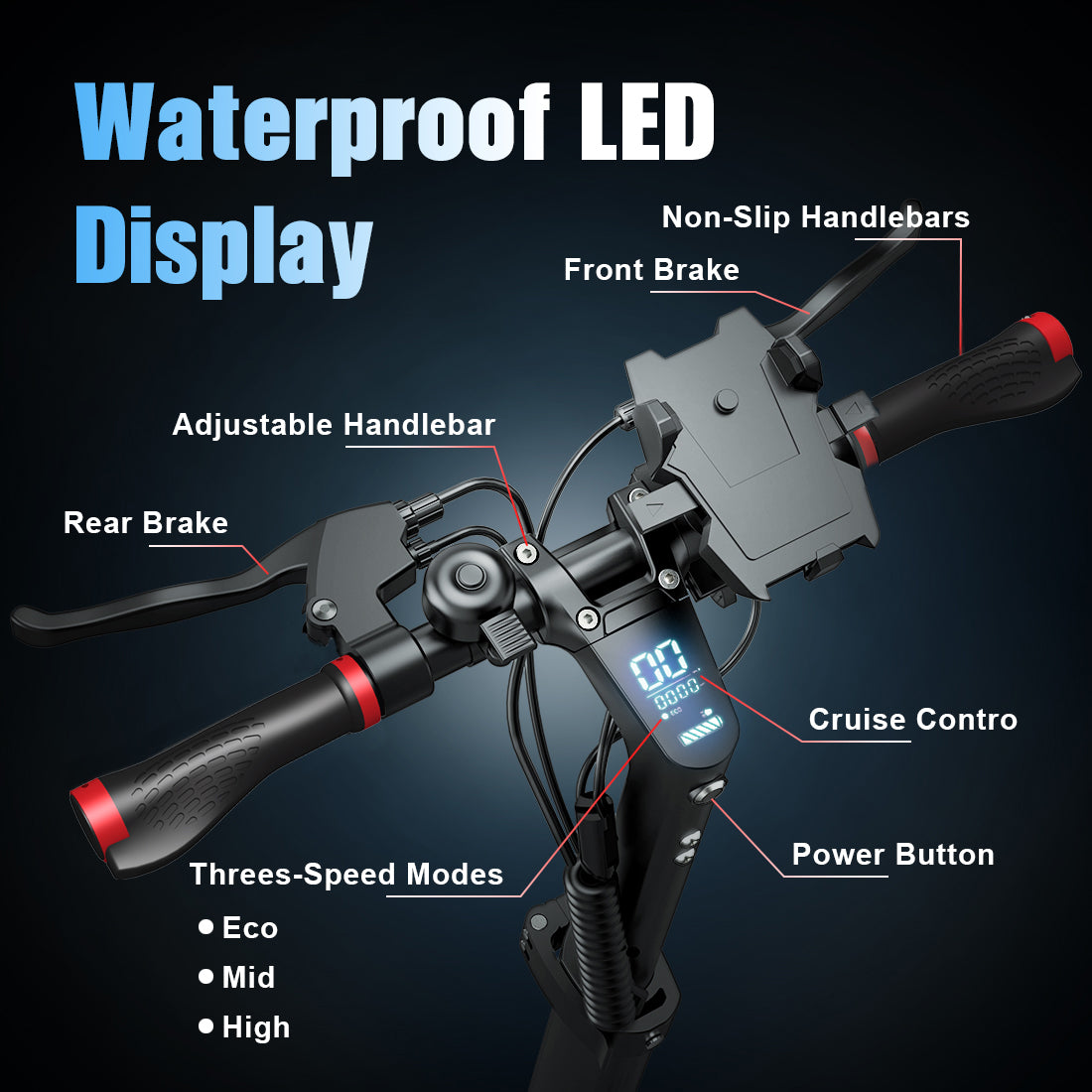 C1 Pro Folding Electric Scooter: Adjustable, Powerful Motor, Triple Shock, Long Range Seat