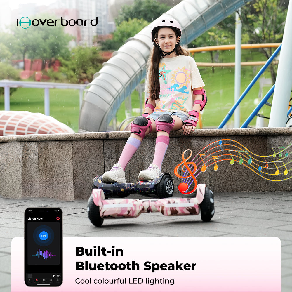 H2 Smart Self-Balancing Hoverboard with Bluetooth, LED Wheels, 6.5-inch Tires