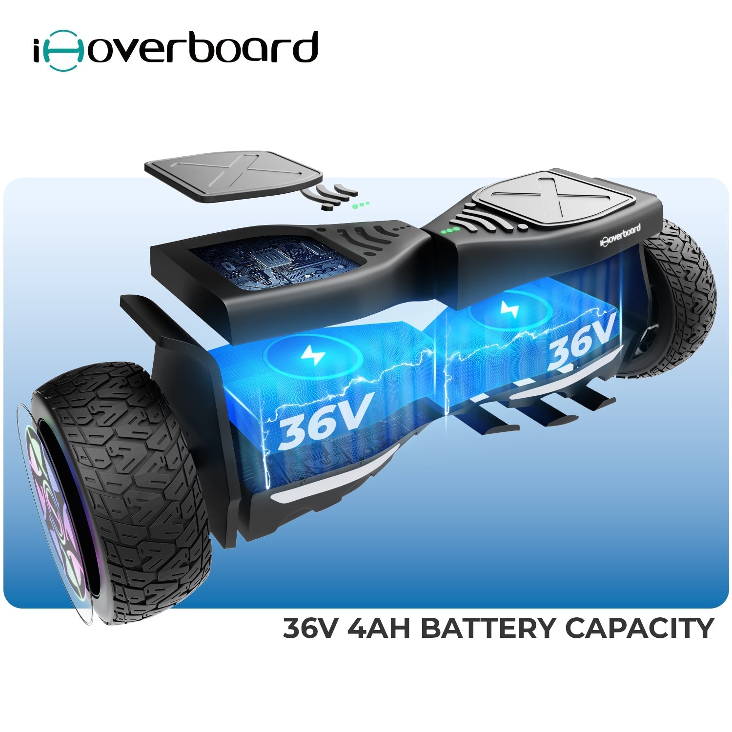 H8 8.5" All-Terrain Hoverboard with Bluetooth Music & LED Lights Self-Balancing