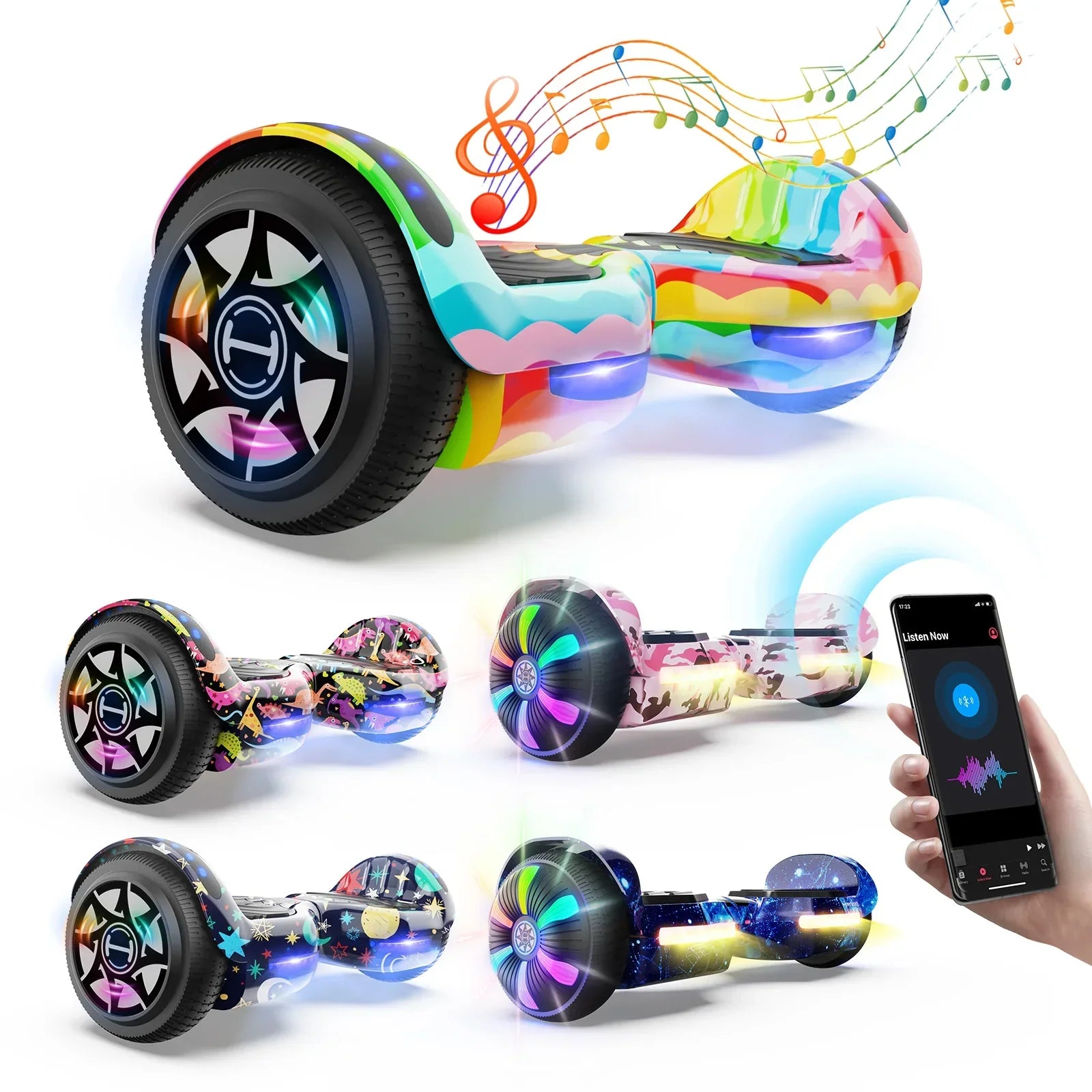 iHoverboard H1 6.5-inch Self-Balancing Scooter with Bluetooth Music & Rainbow LED Lights