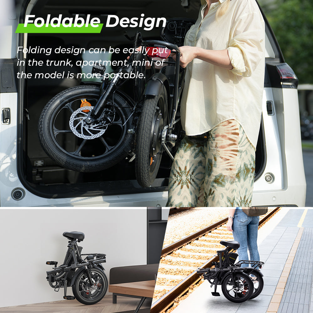 Portable Folding Electric Bike with Removable Battery, Low Step Frame