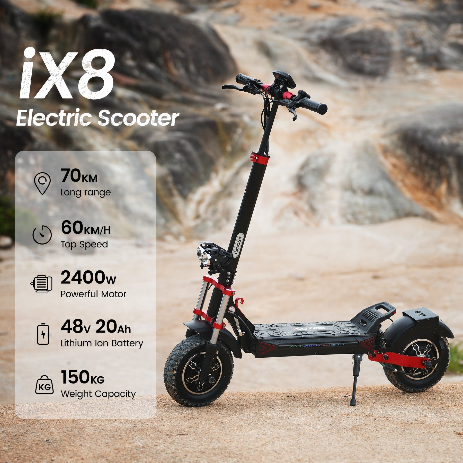 Powerful iScooter iX Series Off-Road Electric Scooter: Conquer Any Terrain Adventure
