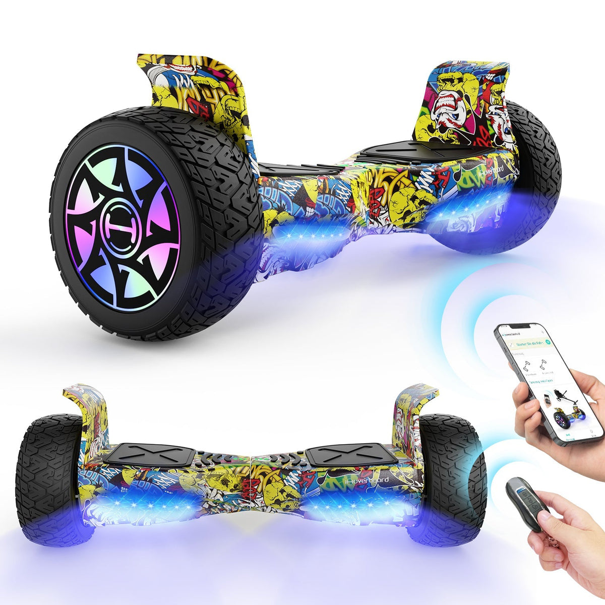 H8 8.5" All-Terrain Hoverboard with Bluetooth Music & LED Lights Self-Balancing