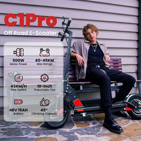 C1 Pro Folding Electric Scooter: Adjustable, Powerful Motor, Triple Shock, Long Range Seat