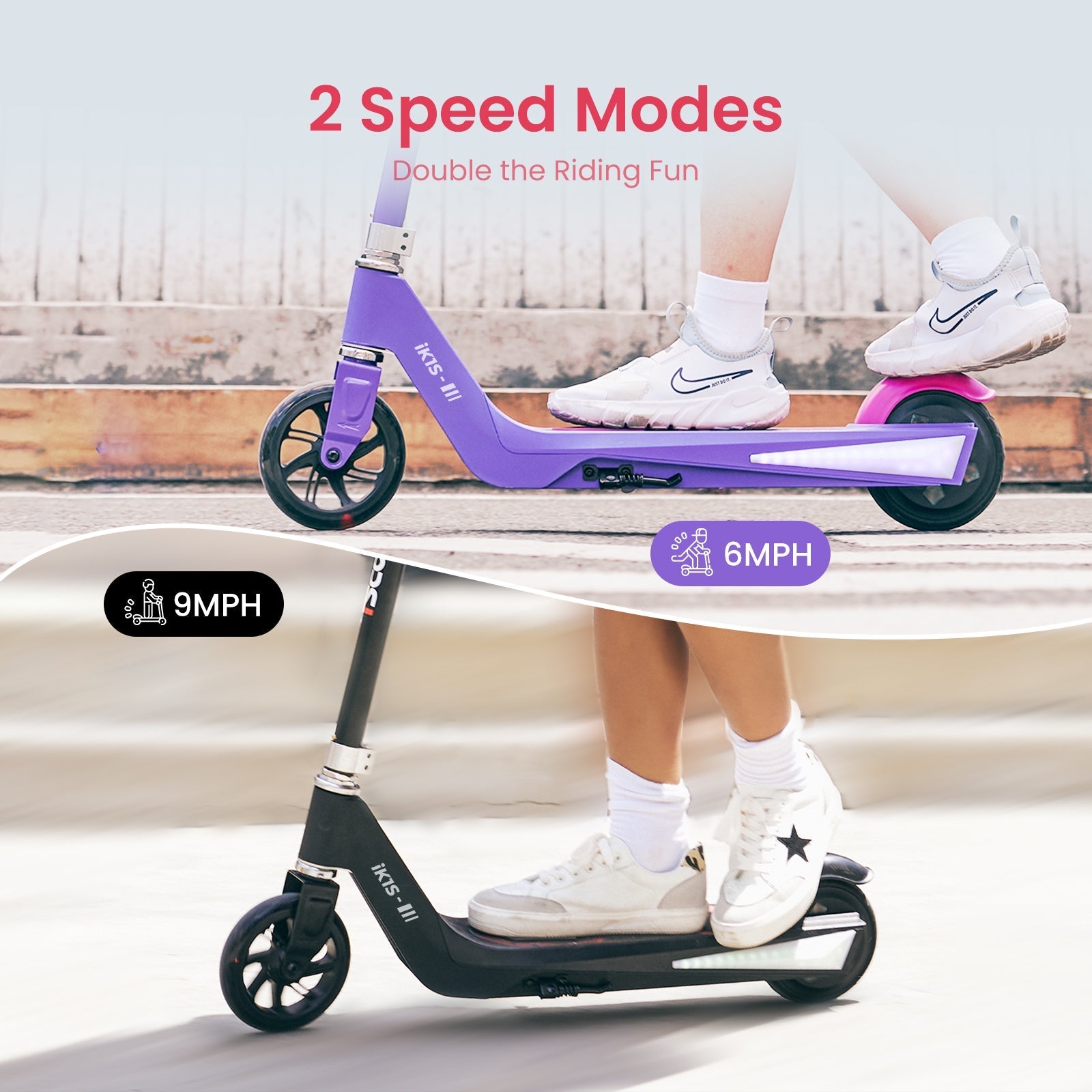 iScooter iK1S Kids Electric Scooter: Flashing Wheels, Safe Ride, Fun Adventures