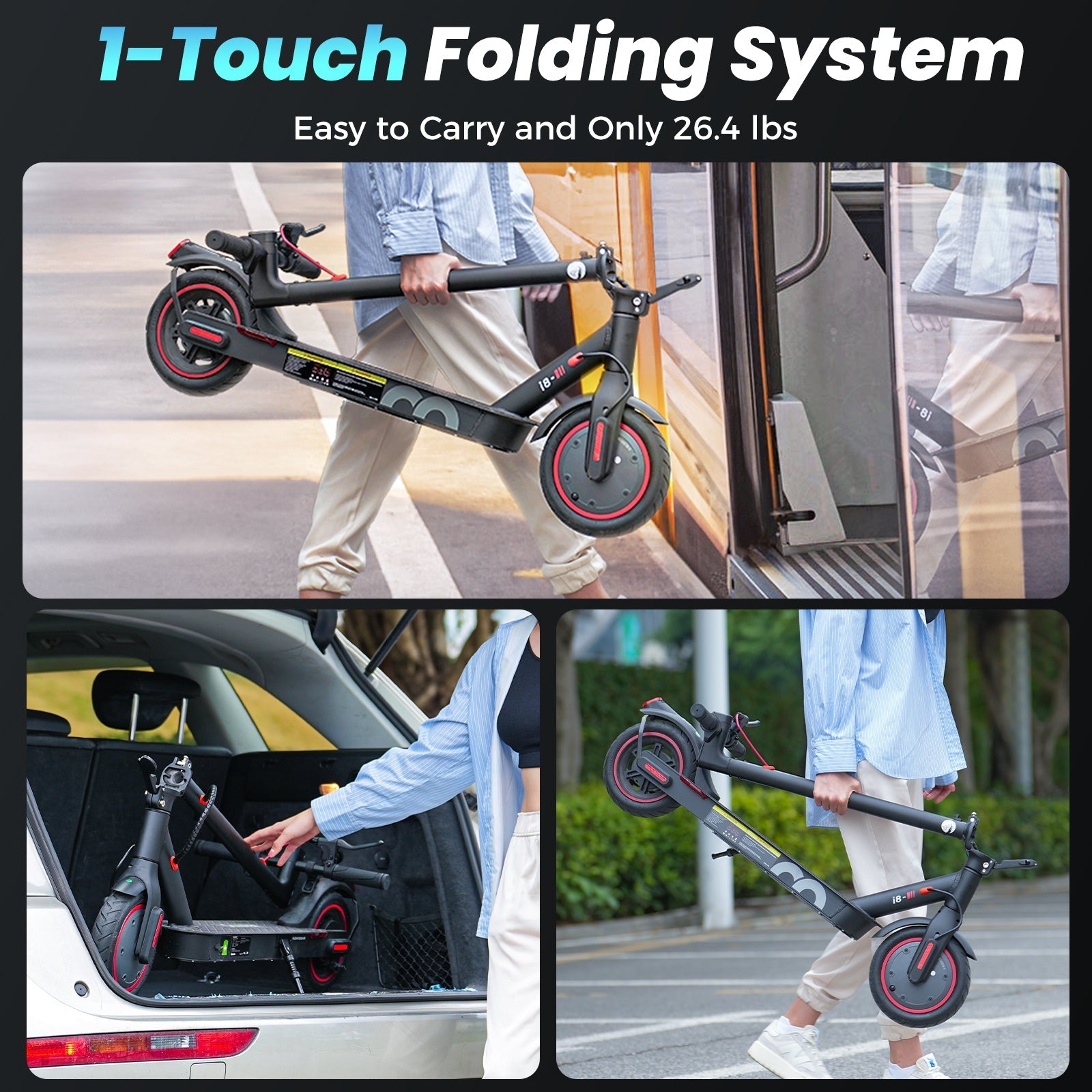 iScooter i8 Adult Electric Scooter: Foldable, Fast, 8.5-inch Tires