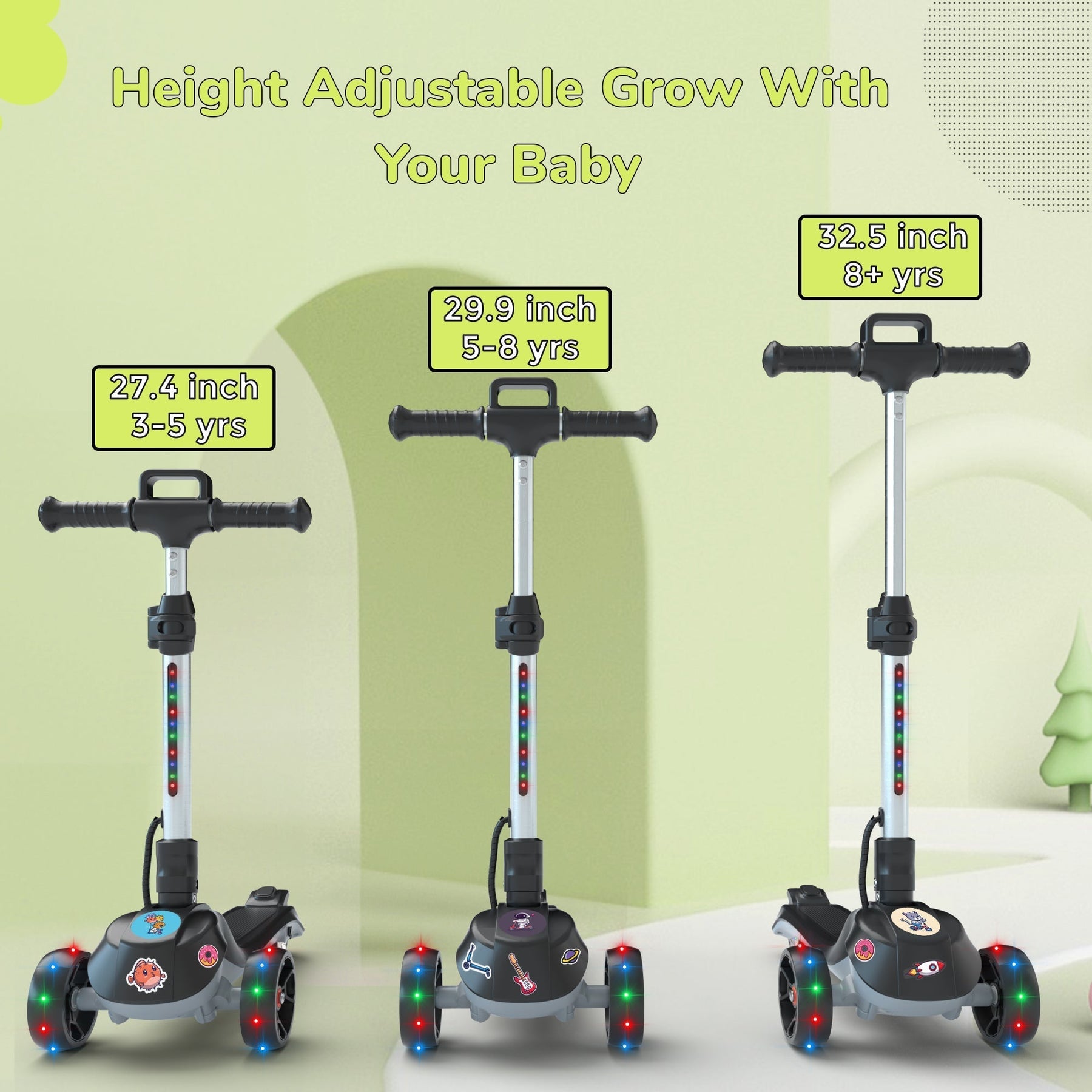 iScooter iK2 Kids Electric Scooter: Adjustable Height, Glowing Wheels, Foldable Fun